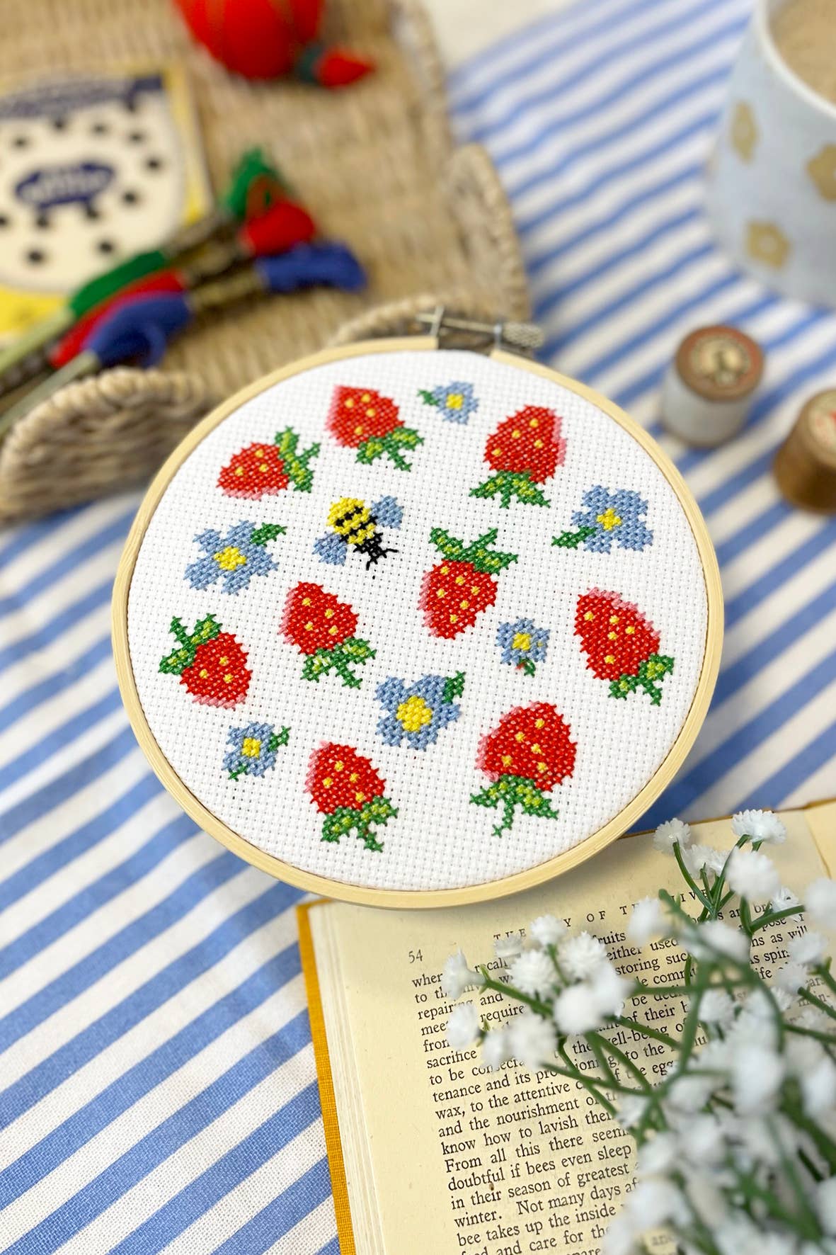 'Summer Strawberries' Large cross stitch