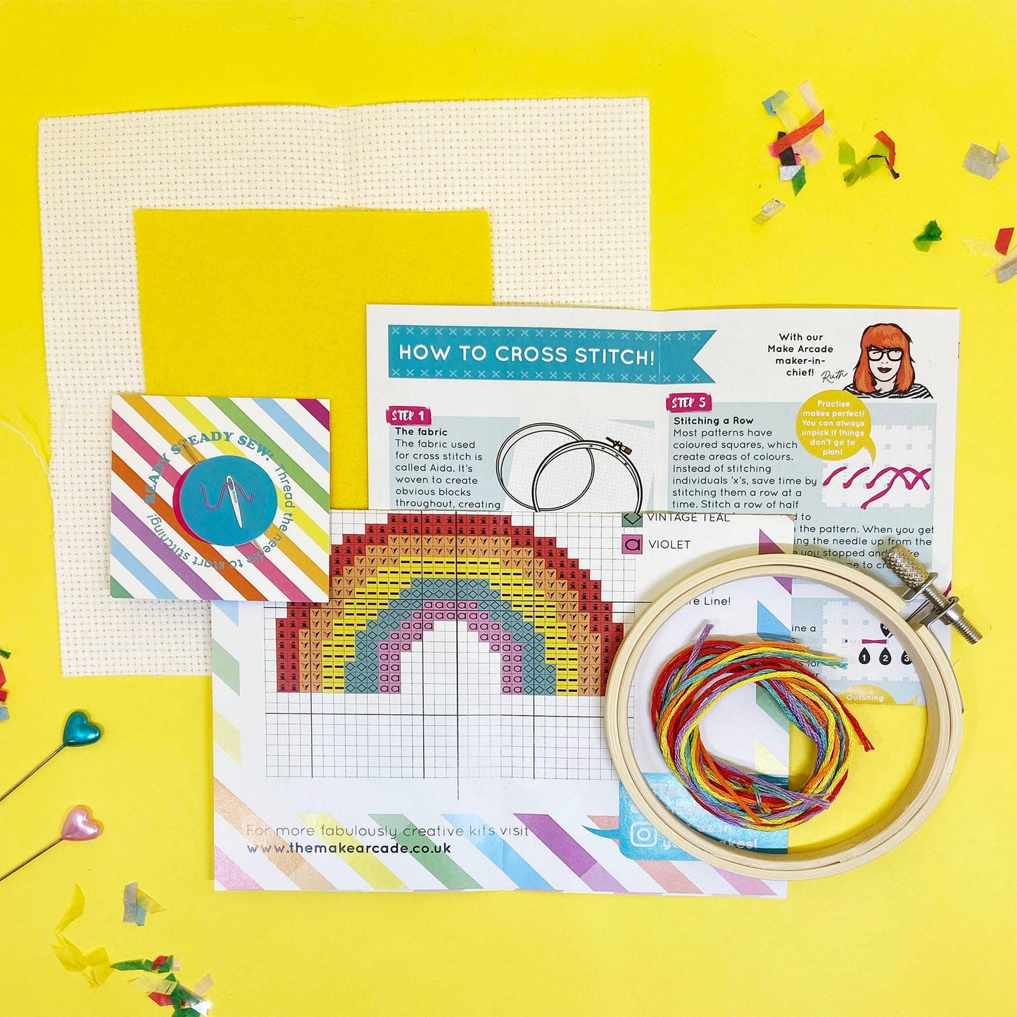 'Over the Rainbow' mini cross stitch craft kit