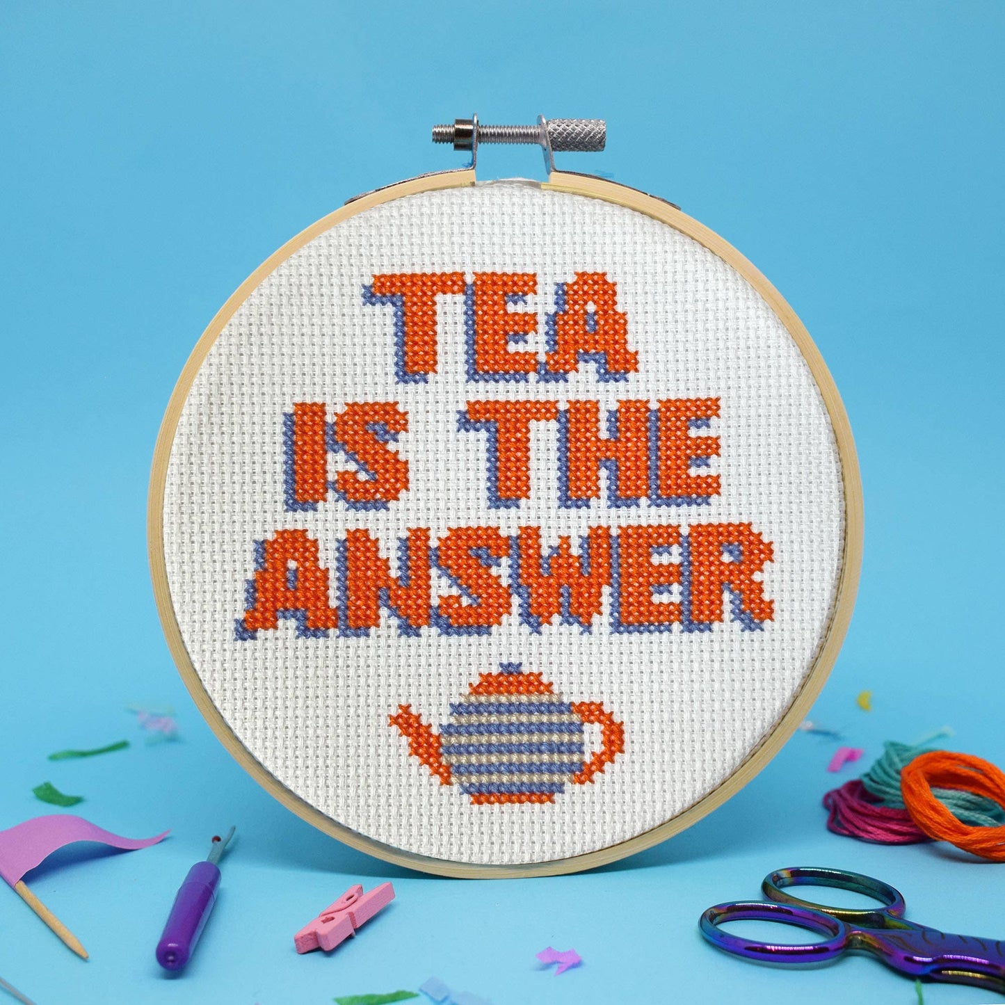'Tea is the Answer' large cross stitch craft kit