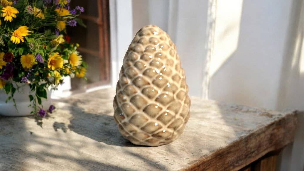 Ceramic Pinecone Ornament 11cm