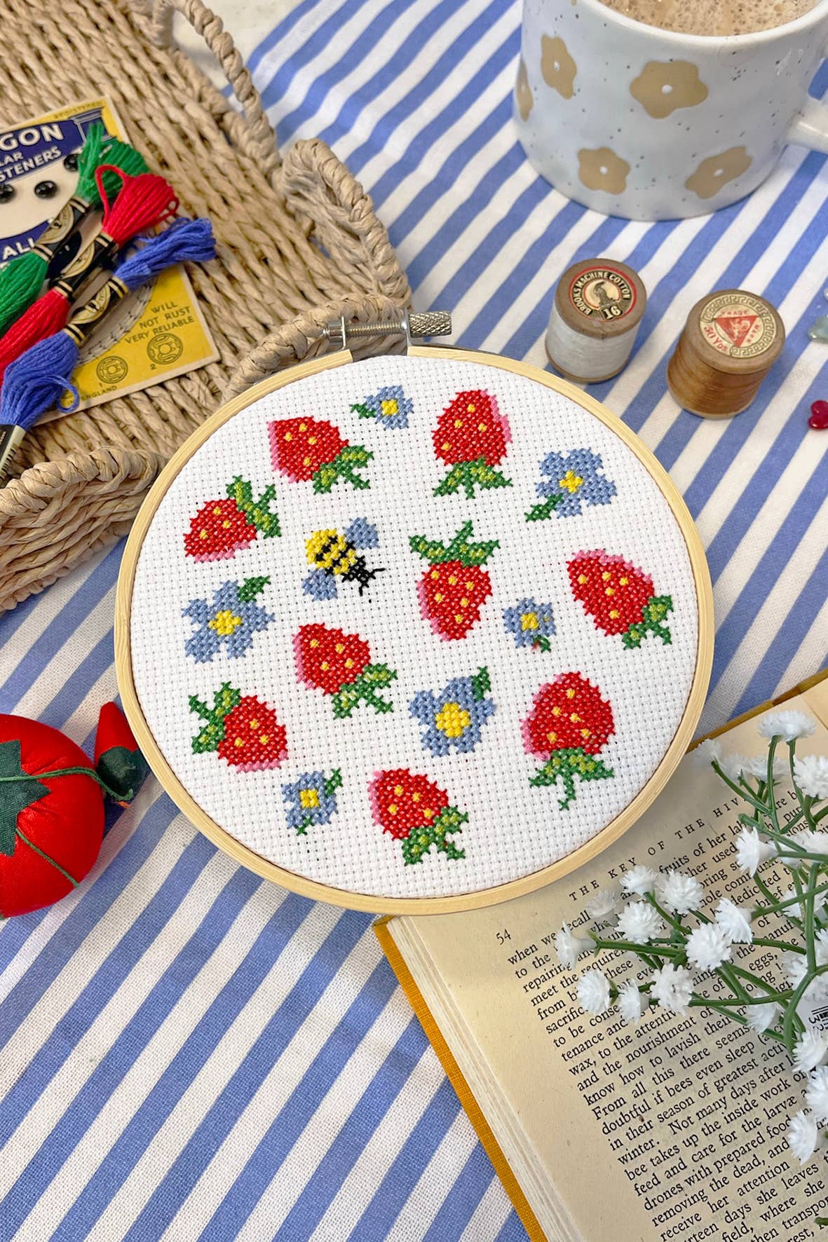 'Summer Strawberries' Large cross stitch
