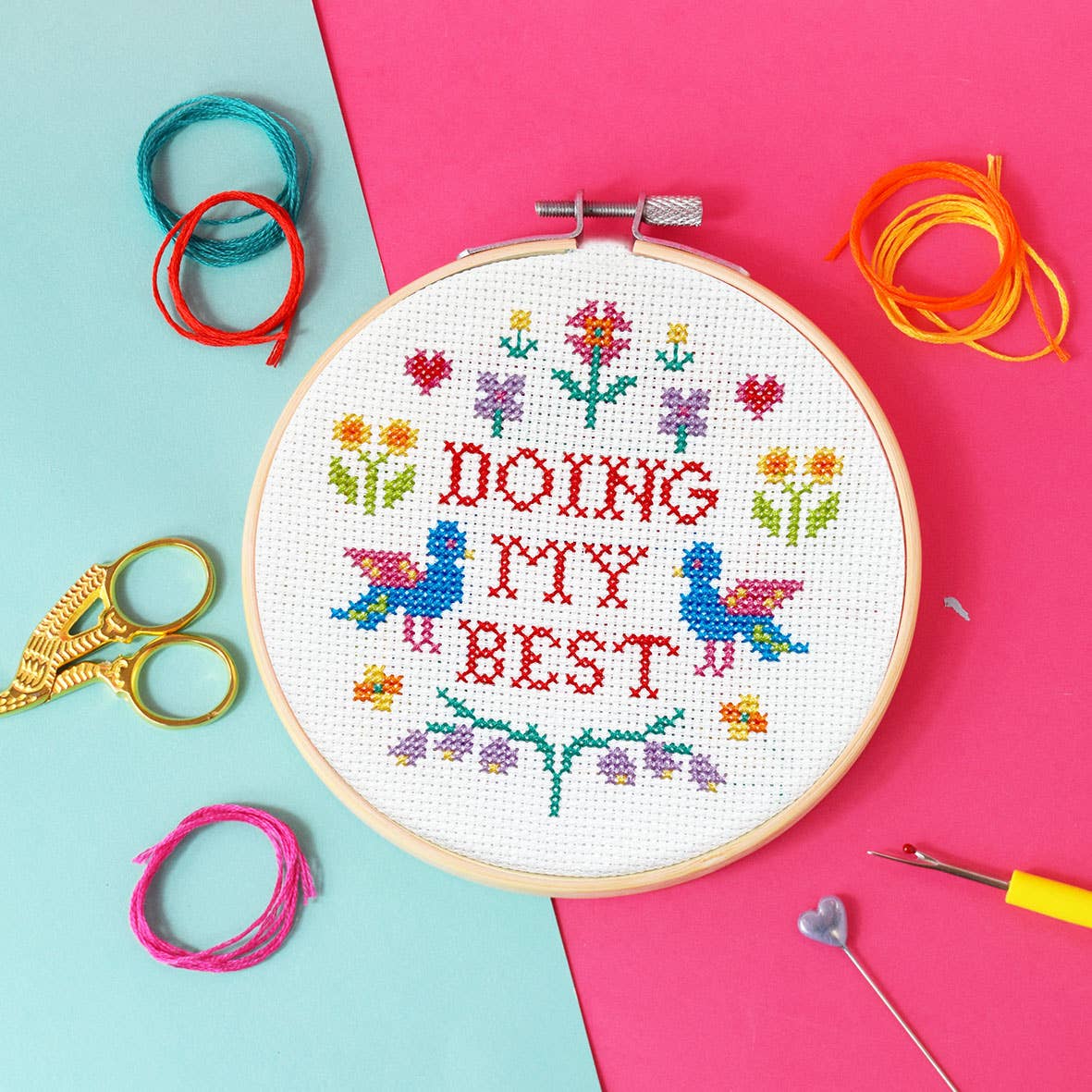 'Doing my Best' Large cross stitch