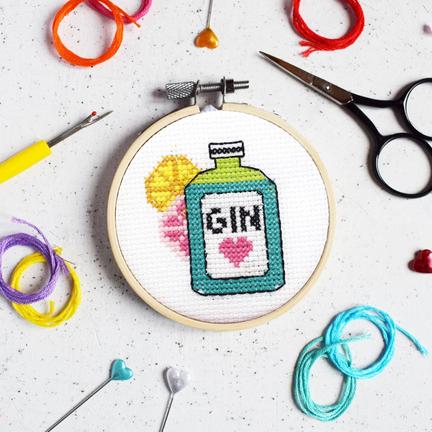 'Gin Time' mini cross stitch craft kit