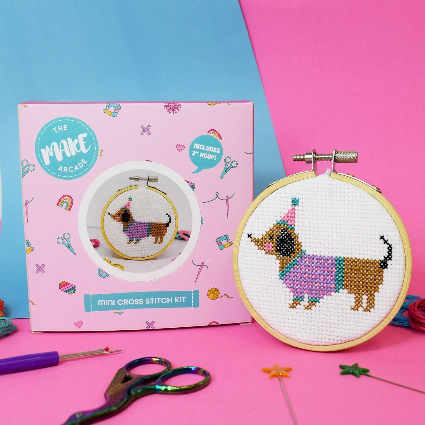 'Sausage dog' mini cross stitch craft kit