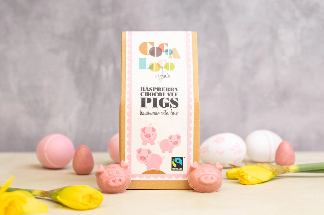 Cocoa Loco - White Chocolate & Raspberry Pigs - Organic