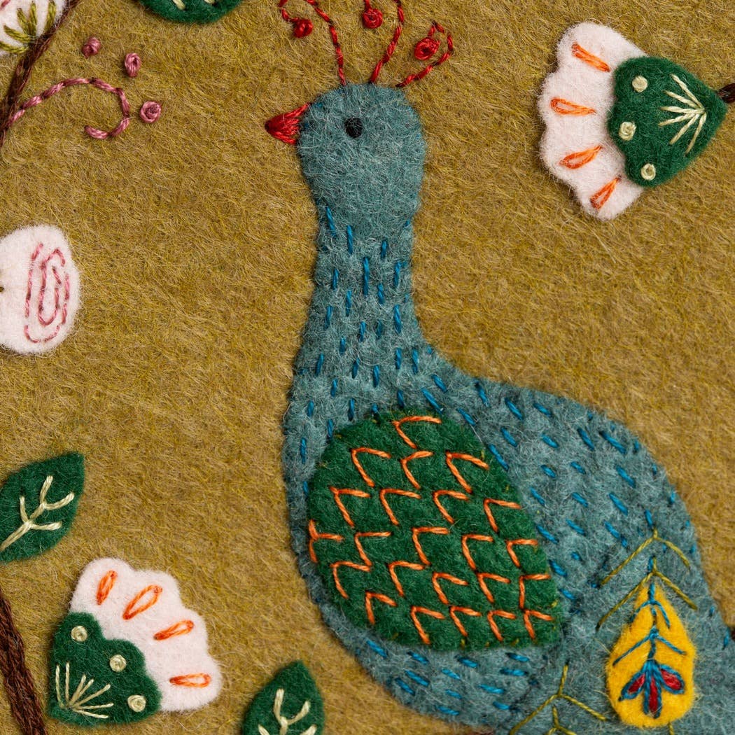 Flamboyant Peacock Appliqué Hoop Craft Kit