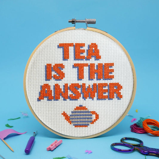 'Tea is the Answer' large cross stitch craft kit