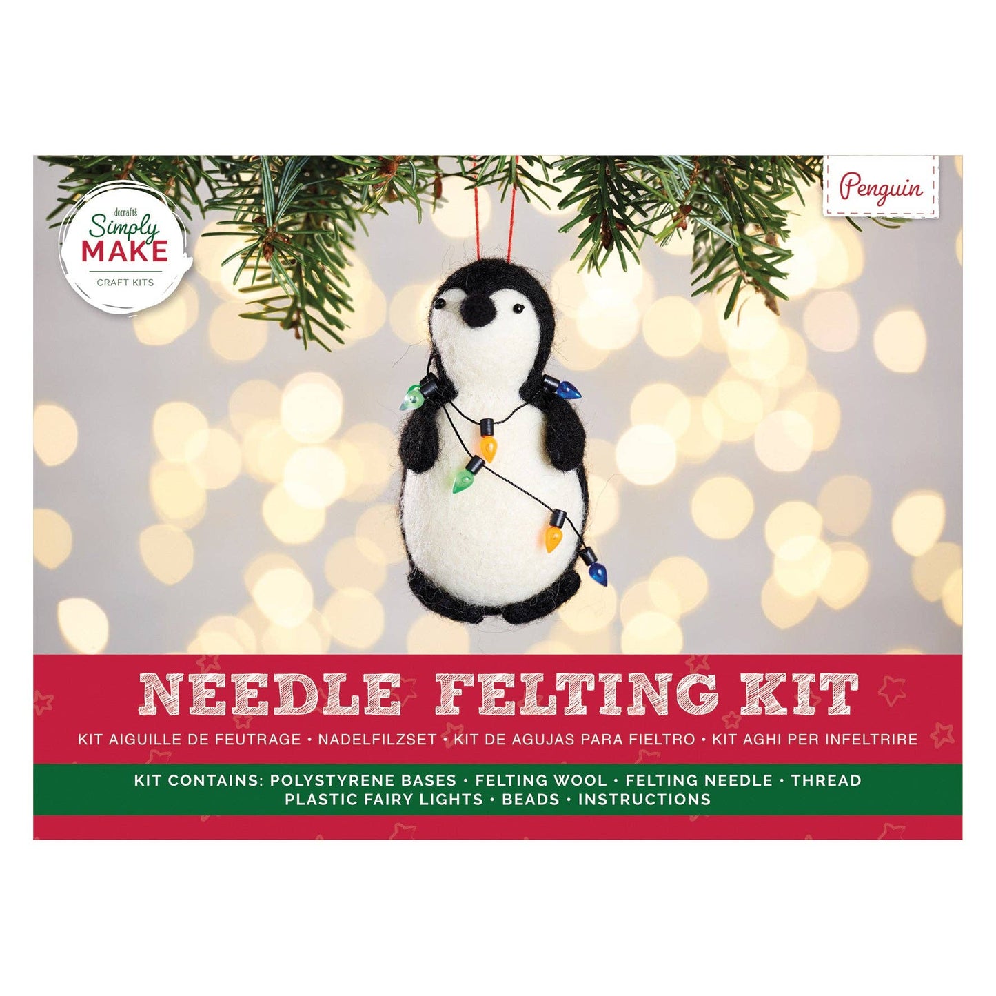 Simply Make Needle Felting Kit, Penguin with Fairy Lights