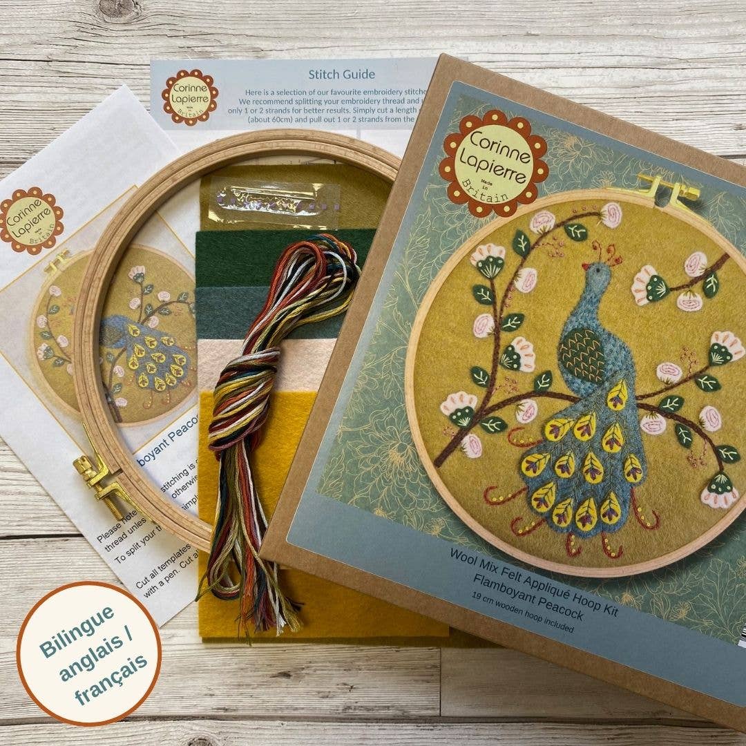 Flamboyant Peacock Appliqué Hoop Craft Kit