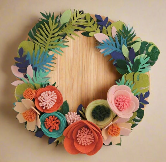 Spring Flower Felt Wreath Workshop. Sun 16th Feb 2025 10am-12pm