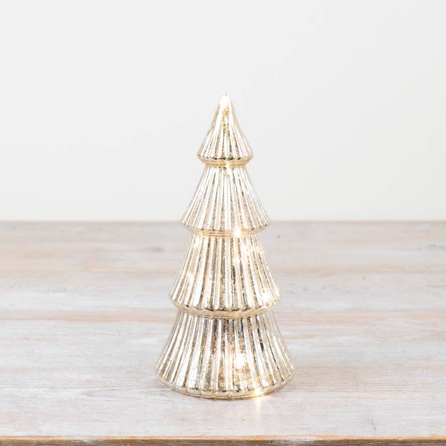 Light Up Glass Tree Decoration, 19.5cm