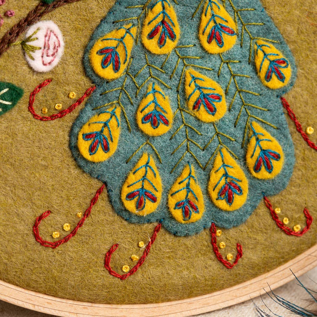 Flamboyant Peacock Appliqué Hoop Craft Kit